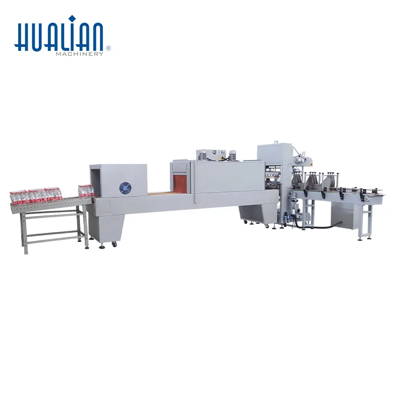 BSF-6030XI+BS-6040L Hualian Heat Shrink PE Film Wrapping Wrap Packing Machine For Water Bottles