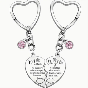 Embossed Stainless Steel Metal Keychain, Heart Hugging <b>Couple</b> <b>Necklace</b> Gift - Product Image 1