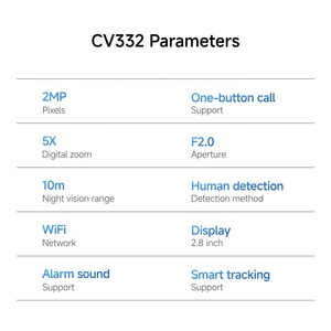 Caméra PTZ Vstarcam Cv332 3MP avec écran <span class=keywords><strong>de</strong></span> 2,8 pouces, appel vidéo, détection humanoï<span class=keywords><strong>de</strong></span>, <span class=keywords><strong>surveillance</strong></span> intérieure pour <span class=keywords><strong>chambre</strong></span> <span class=keywords><strong>de</strong></span> bébé - Product Image 6