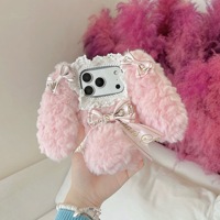 Lapin en peluche classique de luxe pour iPhone 17 ProMax IPhone16 étui mignon Animal-Design étui de téléphone portable pour femme