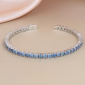 Bijoux fins, bracelet tennis en argent sterling 925, moissanite bleu royal de qualité Gra VVS, diamant moissanite, 3 mm à 6 mm - Product Image 2