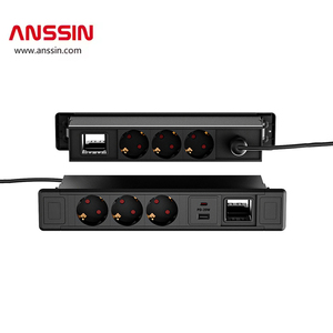 โมดูลไฟฟ้าแบบฝังคู่ช่องเสียบ EU-6ช่อง AC และพอร์ต USB ที่เสียบบนโต๊ะทำจากอะลูมิเนียมอัลลอย - Product Image 4