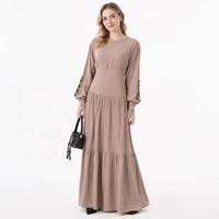 Abaya en lin personnalisée en usine, vente en gros, avec volants superposés, vêtements pour femmes musulmanes, boutique