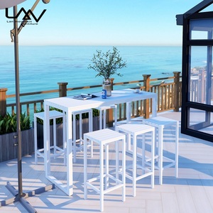 Đồ Nội Thất Sân Vườn Hiện Đại Bán Buôn Khung Nhôm Ghế Quầy Bar Hàng Đầu <span class=keywords><strong>WPC</strong></span> Bộ Bàn Và Ghế Quán Bar Nhà Hàng Ngoài Trời - Product Image 2