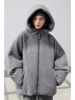Manteau à capuche 100 % cachemire pur tricoté, écologique, pour femme, en cocon de plume d'oie blanche, coupe oversize, fermeture éclair bidirectionnelle, poches passepoilées, feutré et chaud