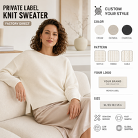Pull en maille gaufrée à col bateau et manches longues pour femme, couleur crème, coupe ample, décontracté, hiver-printemps, vente en gros OEM