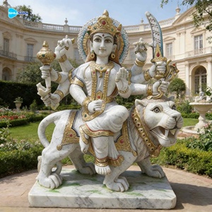 Estátua de Mármore de Durga Maa Makrana em Tamanho Real para Exterior, Escultura de Pedra de Deusa Indiana, Estátuas de Deuses Indianos, Escultura de Laxmi - Product Image 5