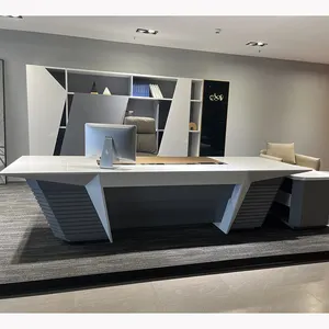 Luxury Design CEO Office Furniture Modern White Gloss Finish And Wireless Charging An Ideal Choice For Senior Executives.