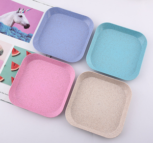 Creative Wheat straw tableware reusable steak plate set fruit plate breakfast plastic square plate