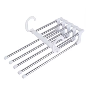 Organizzatore <span class=keywords><strong>Salvaspazio</strong></span> Magico <span class=keywords><strong>a</strong></span> 5 Livelli in Acciaio Inox, Appendiabiti Retrattile Pieghevole per Pantaloni, Organizzatore per Armadio - Product Image 2