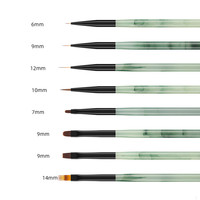 1/8PCS Stylos ronds en nylon vert pour nail art, pour dessin sur ongles, photothérapie et motifs floraux