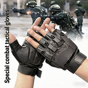 Gants tactiques mi-doigts pour hommes et femmes, pour l'entraînement, la défense personnelle, le cyclisme, l'escalade, anti-émeute - Product Image 3