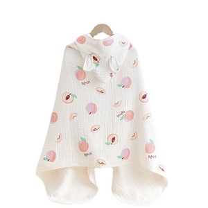 Serviette à capuche pour bébé en mousseline de coton 100% premium, enveloppe de bain pour nouveau-né, douce et absorbante, <span class=keywords><strong>poncho</strong></span> à capuche pour bébé, cadeau de naissance - Product Image 4