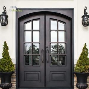 ประตูสวิงสไตล์ฝรั่งเศสย้อนยุคแบบหลายเฉดสี กรอบอลูมิเนียมลายตารางสไตล์กลางศตวรรษ ประตูทางเข้ากระจกนิรภัย ประตูวิลล่าอลูมิเนียม - Product Image 3