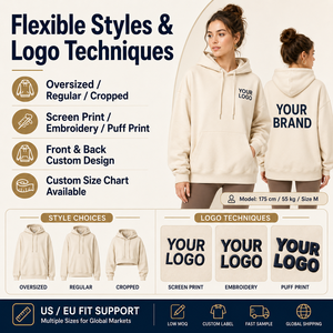 Felpa con Cappuccio da <span class=keywords><strong>Donna</strong></span> <span class=keywords><strong>Tech</strong></span> Pack Support Heavyweight 500GSM Lusso Oversize Streetwear con Stampa Personalizzata e Ricamo ODM - Product Image 4