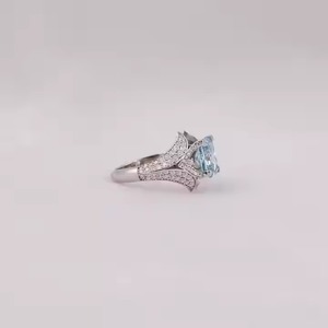 แหวนหมั้นเพชรสีทองแบบ14KT สำหรับผู้หญิงแหวนแบบแยกก้านสีฟ้าสดใสสำหรับปลูกในห้องปฏิบัติการ - Product Image 6