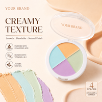 Palette de correcteurs hydratants et imperméables quatre couleurs en gros pour le maquillage quotidien, marque privée