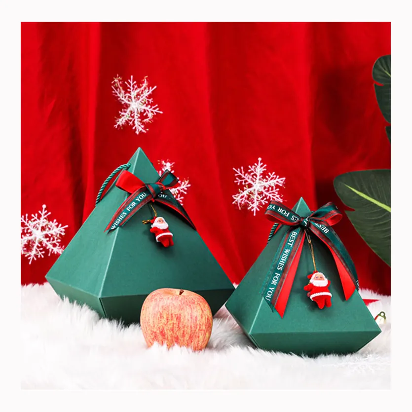 Portable Christmas Gift paper box Christmas apple packing cartoon Box Clear Acrylic With window display