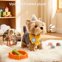 Jouet pour enfant Tumama : Chiot Yorkshire Terrier réaliste en peluche, haute qualité, avec commande vocale et fonction marche sur piles