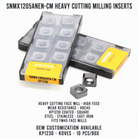 Plaquettes de fraisage indexables en carbure carrées SNMX1205ANEN-CM KP1230 OEM pour outils de fraisage frontal à coupe intensive