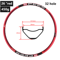 Accessoires de vélo de montagne 26/27,5/29 pouces, 32 trous, double couche, alliage d'aluminium haute résistance, anneau de frein à disque AH, largeur 30 mm