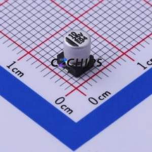 Condensateur électrolytique en aluminium SMD EV100M025B055ETR, SMD, D4xL5.5mm 10uF 20% 25V 26mA-120Hz - Product Image 1