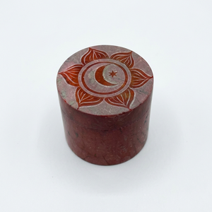 Juego de tapas para caja de jabón de piedra de jabón ecológica con siete chakras y siete símbolos tallados en sombra, forma de Hera, decoración Feng Shui para el hogar - Product Image 1