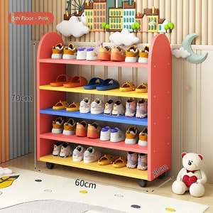 Étagère à chaussures pour bébés et enfants en bois massif, 3 niveaux, compacte, simple, étroite, mini, design mignon de dessin animé, élégante, pour garçons et filles, pour la maison - Product Image 5