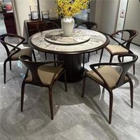 Ensemble table et chaises de salle à manger en bois d'ébène de style designer, design moderne et minimaliste, pour villas chinoises neuves, usage domestique, luxe