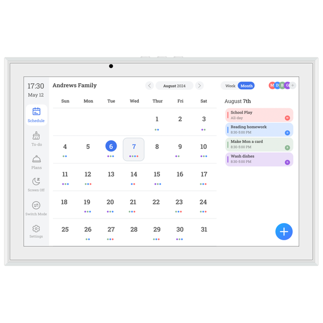 Smart Electronic Planner Calendar with Daily Plan & Family Coordination & Google/iCloud/Outlook Sync