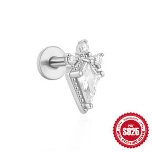 Plata de Ley 925 flor curvada serpiente brazalete cadena colgante <span class=keywords><strong>Tragus</strong></span> Piercing cartílago pendiente hélice Piercing joyería - Product Image 3