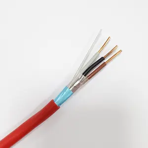 Ul fplr 3c 14awg condutor de cobre sólido, blindado, pvc vermelho, torcida par, cabo de alarme de incêndio