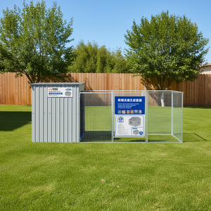 Cuccia per Cani in Acciaio Zincato Grigio Chiaro 84.3x260.2x71.3 Pollici con Recinto Esterno, Alloggio per Animali Domestici Durevole per Razze Grandi - Product Image 2