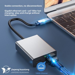 Estación de acoplamiento tipo C 2 en 1 con tarjeta Pd100W Gigabit Ethernet Micro 100M interfaz USB producto transfronterizo de gran venta - Product Image 3