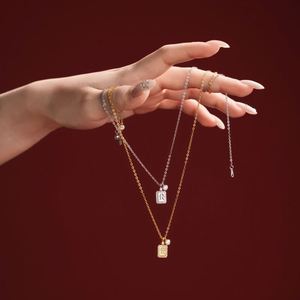 Dylam Joyería Fina de Moda, Cadena de Plata 925 con Zirconia 5A, Collares con Colgante de Palabra China que Significa Enriquecerse para Mujer - Product Image 2