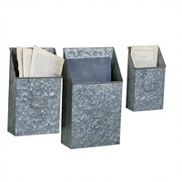 Vente directe 1.6 gallons en métal galvanisé Design classique Jardinières murales écologiques Lot de 3 pots de plantes suspendus pour la décoration intérieure