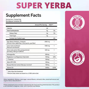 Super Yerba Instant Yerba <span class=keywords><strong>Mate</strong></span> Tea Probiotic Gut Health Energy Booster Soporte de digestión natural para adultos Fábrica OEM - Product Image 3
