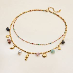 Yaz yeni ürün okyanus tarzı rüzgar paslanmaz çelik kolye kabuk kabuklu doğal taş kolye boyun dekorasyon - Product Image 4