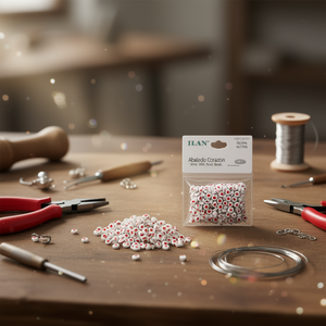 Perline a Forma di Cuore Ilan 4x7mm Bianche con Cuore Rosso per Creazione di Gioielli - Product Image 2