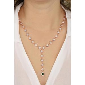 Ciondolo donna Baguette pietra argento stella Y collana - Product Image 1