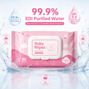 Salviette per Bambini Ipoallergeniche Personalizzate OEM, 99,9% Acqua Pura, Adatte per Pelle Sensibile ed Eczema, Salviette Umidificate per Pannolini Testate Dermatologicamente - Product Image 1