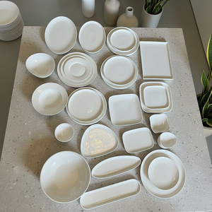 <span class=keywords><strong>Piatti</strong></span> e Vassoi in Ceramica <span class=keywords><strong>di</strong></span> <span class=keywords><strong>Porcellana</strong></span> Bianca Ecologica, Design Moderno per Ristoranti, Vendita all'Ingrosso a Tonnellata - Product Image 1