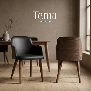 Fauteuil de salle à manger moderne en cuir PU rembourré avec pieds en bois pour le salon, meubles de maison - Product Image 2