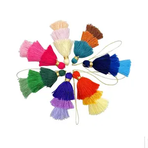 E-Magic Ribbons Hot selling 6CM Length Tassels Custom Polyester Cotton Fringe with Gold Rope Custom Colors and Size by yourself