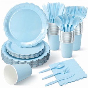 Ensemble <span class=keywords><strong>de</strong></span> vaisselle en <span class=keywords><strong>dentelle</strong></span> <span class=keywords><strong>de</strong></span> couleur unie pour 24 personnes, ensemble <span class=keywords><strong>de</strong></span> vaisselle pour fête d'anniversaire, assiettes en <span class=keywords><strong>papier</strong></span>, gobelets et serviettes en <span class=keywords><strong>papier</strong></span> - Product Image 2
