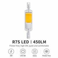 Ampoule LED Xmation R7S 4W 78mm AC220V en verre céramique COB 450LM 2700K/3000K/6000K 360° sans scintillement, projecteur, culot G9, usage résidentiel, CE