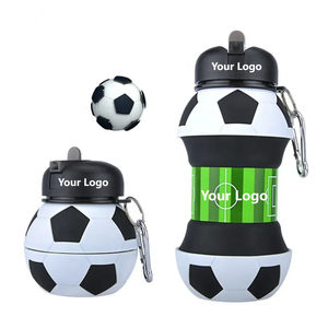Bouteilles d'eau sportives en silicone pliables en forme de ballon de football pour enfants, anti-fuite avec couvercle, accessoire de gym pour le camping – Offre Spéciale - Product Image 2