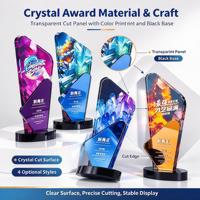 Trophée en cristal personnalisé avec impression couleur, logo gravé, trophée en cristal pour cérémonie d'entreprise, prix de compétition, souvenir, cadeau
