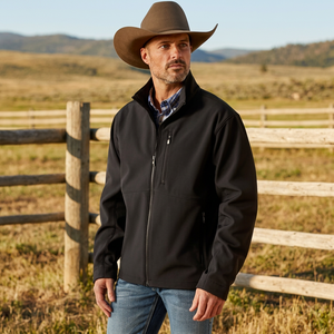 Men's Black Fleece <b>Jacket</b> Windproof Zipper Closure Stand Collar Casual Autumn Wear Regular Fit Solid Color Polyester Material - Product Image 4