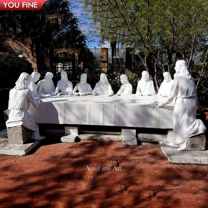 Escultura de Iglesia de Tamaño Natural en Piedra Natural, La Última Cena en Mármol YFSZ-163 - Product Image 1